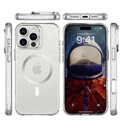 Apple iPhone 16 Pro Max TOKO Pure Glitter MagSafe zadný kryt (Strieborný)