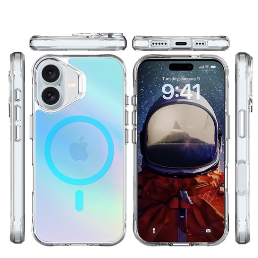 Apple iPhone 16 TOKO Pure rainbow magsafe zadný kryt (Modrý)
