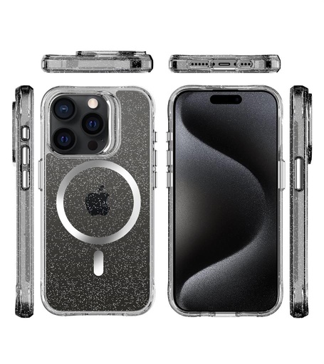 Apple iPhone 15 Pro Max TOKO Pure Glitter MagSafe zadný kryt (Strieborný)