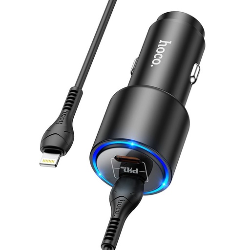 Hoco NZ3 PD 3.0 do auta rýchlonabíjačka ( 2 USB-C port, lightning kábel), PD 40W, čierny