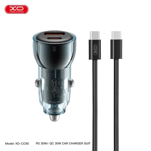 XO CC60 do auta nabíjačka 60W 1×USB + 1×USB-C (Modrý)