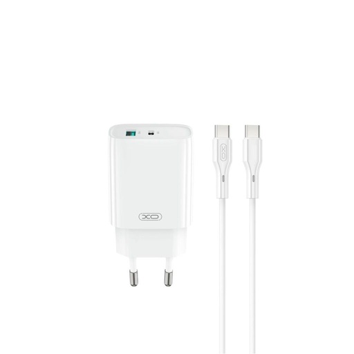 XO CE30 nástenný nabíjačka 30W 1x USB-A + 1x USB-C (Biely)