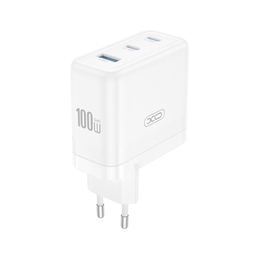 XO CE35 GaN nástenný nabíjačka 100W 2x USB-C + 1x USB-A (Biely)