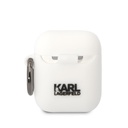 Apple AirPods / AirPods 2 Karl Lagerfeld 3D Logo NFT Choupette Head Silicone tok (Fehér) - KLA2RUNCHH