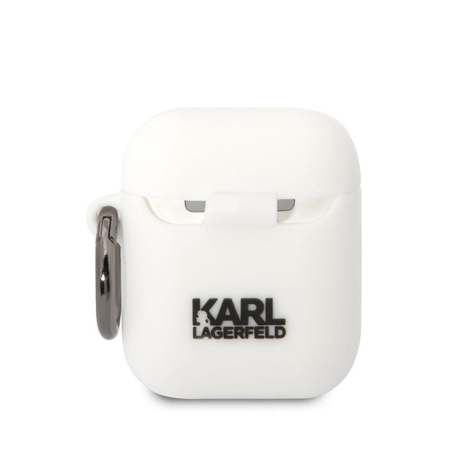 Apple AirPods / AirPods 2 Karl Lagerfeld 3D Logo NFT Karl Head Silicone puzdro (Biely) - KLA2RUNIKH