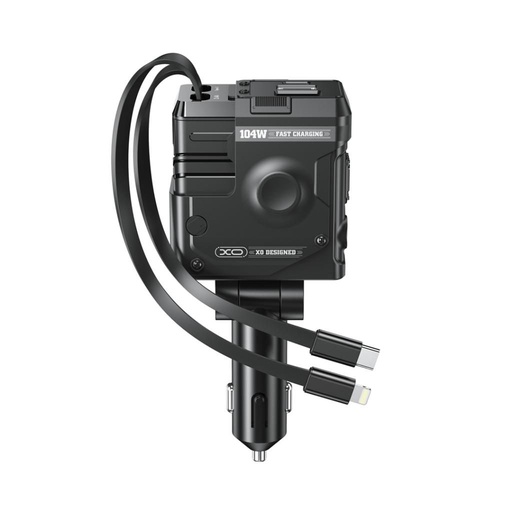 XO CC66 do auta rýchlonabíjačka PD + QC lightning a type-c s káblom (Čierny)