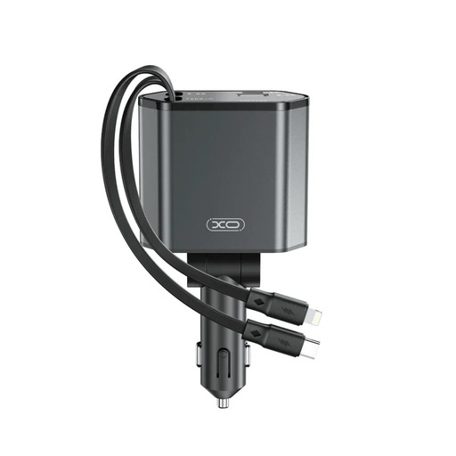XO CC62 do auta rýchlonabíjačka PD + QC lightning a type-c s káblom (Sivý)