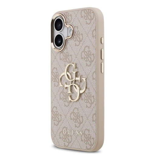 Guess PU Leather 4G Metal Logo Zlatý Frame iPhone 17 (Ružový)