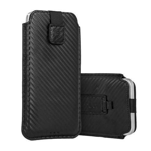 Wonder Carbon zasúvací puzdro Nokia 105 2019 / 150 / 216 (Čierny) – S veľkosť