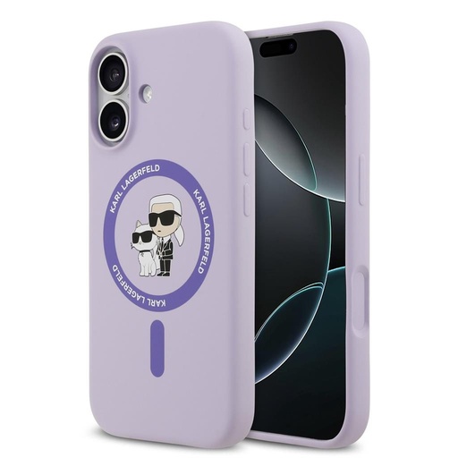 Karl Lagerfeld Liquid Silicone Karl and Choupette MagSafe puzdro iPhone 17 (Fialový) - KLHMP17SSCMKCRHU