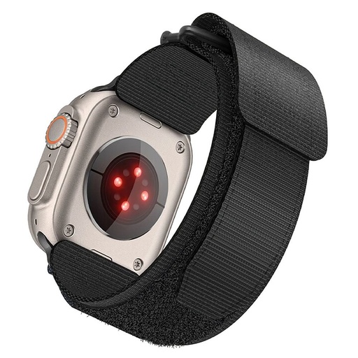 Forcell F-Design FA05 nylon na suchý zips remienok Apple Watch 42 / 44 / 45 / 49 mm (Čierny)