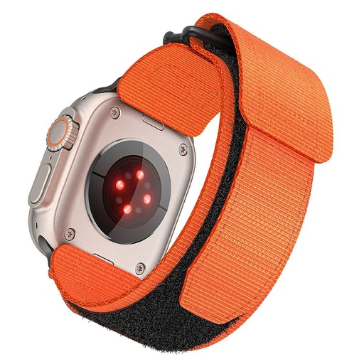 Forcell F-Design FA05 nylon na suchý zips remienok Apple Watch 42 / 44 / 45 / 49 mm (Oranžový)