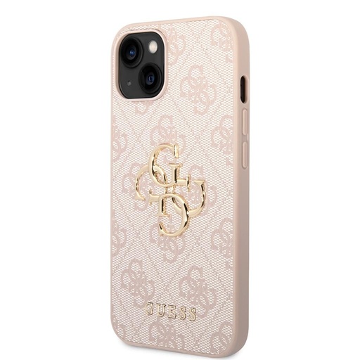 Guess PU 4G Metal Logo puzdro iPhone 15 (Ružový)