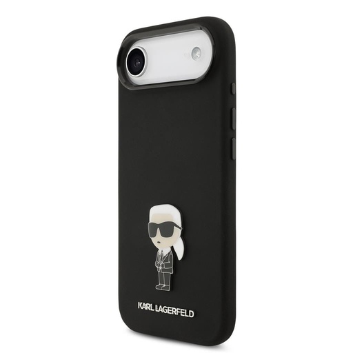 Karl Lagerfeld Liquid Silicone Metal Ikonický puzdro iPhone Air (Čierny)