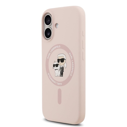 Karl Lagerfeld Liquid Silicone Karl and Choupette MagSafe puzdro iPhone 17 (Ružový)
