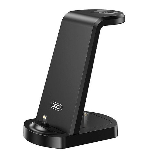 XO WX035 3 az 1-ben bezdrôtový nabíjačka (Čierny) – iPhone, Apple Watch a TWS zariadenia s pripojením