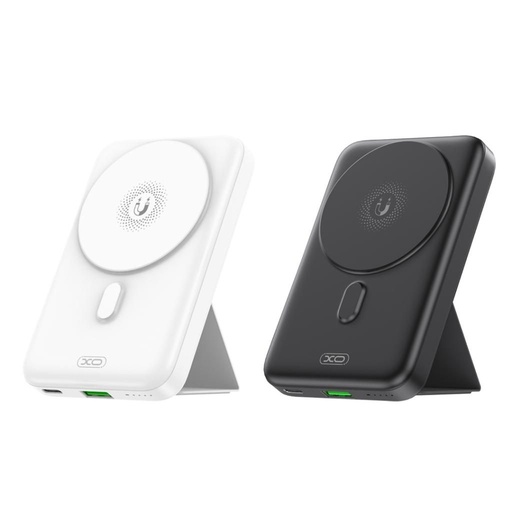 XO PR211 power bank 10000 mAh (Biely) – bezdrôtový nabíjanie 15W, magnetický, s podperou
