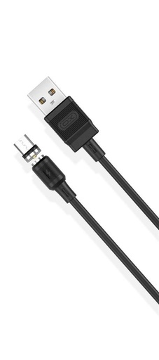 XO NB187 micro USB dátový kábel (Čierny) – 1 m, 2.1A, PVC, magnetický pripojenie