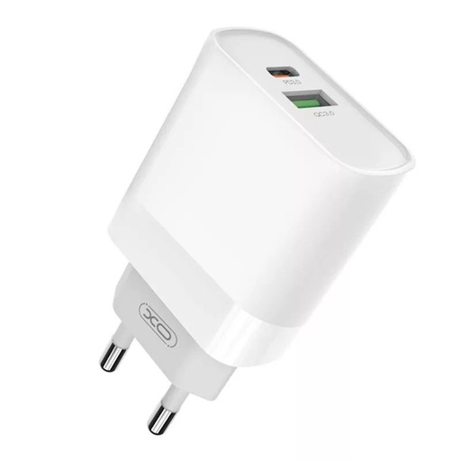 XO L64 PD 20W rýchlonabíjačka (Biely) – PD 20W + QC 3.0, USB-A + USB-C konektor