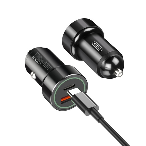 XO CC34 Do auta nabíjačka, 20W, QC3.0, PD3.0 výstup,micro USB s káblom čierny
