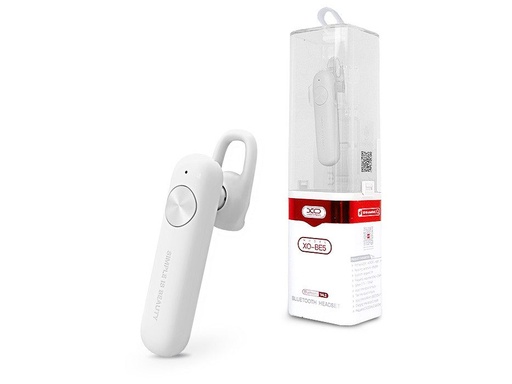 XO BE5 bluetooth headset, BT v4.2, 2 hodinky nabíjací čas, 4 hodinový hudba/hovor, Micro USB nabíjanie, biely