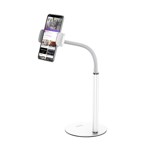 Hoco PH28 stolový telefón a držiak na tablet stojan, hliník zliatina, 4.7"-10", biely