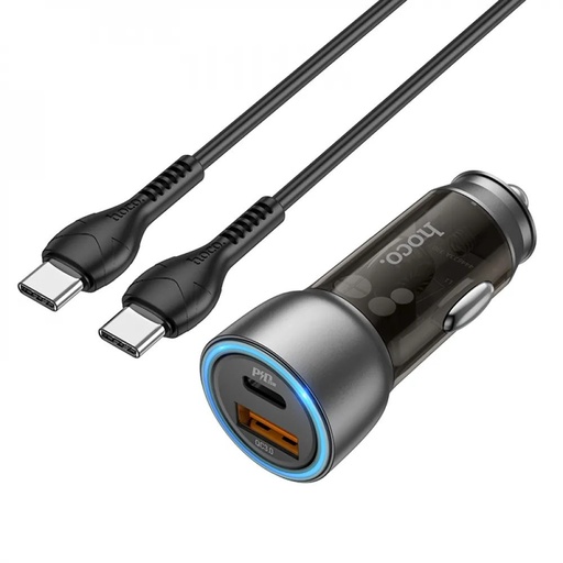 Hoco NZ8 Do auta nabíjačka, 43W, PD25W,QC3.0, Type-C-Lightning s káblom hnedý