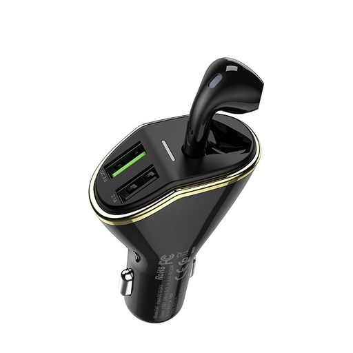 Hoco E47 do auta rýchlonabíjačka (2 USB port), QC 3.0, max. 18W + headset, čierny