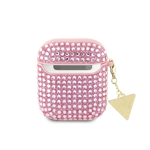 Guess Rhinestones Triangle Metal Logo puzdro AirPods 1/2 (Ružový) - GUA2HDGTPP