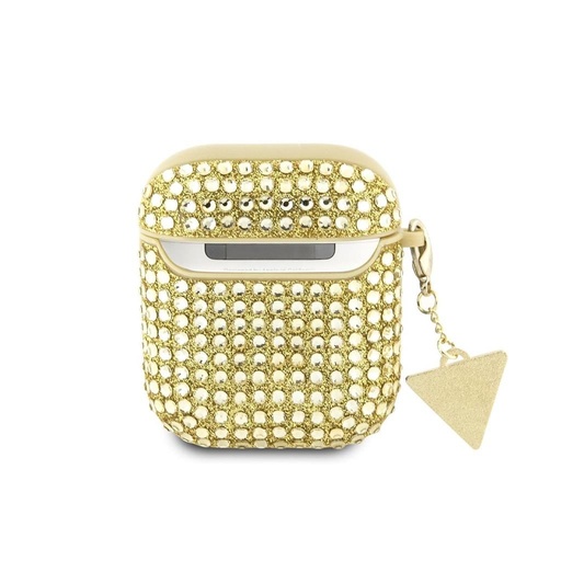Guess Rhinestones Triangle Metal Logo puzdro AirPods 1/2 (Zlatý) - GUA2HDGTPD