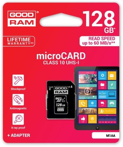 Goodram microSDHC + adaptér 128GB class10 pamäťová karta M1AA-1280R11