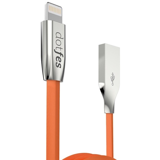 Dotfes A04 látkový zinok zliatina lightning kábel, oranžový