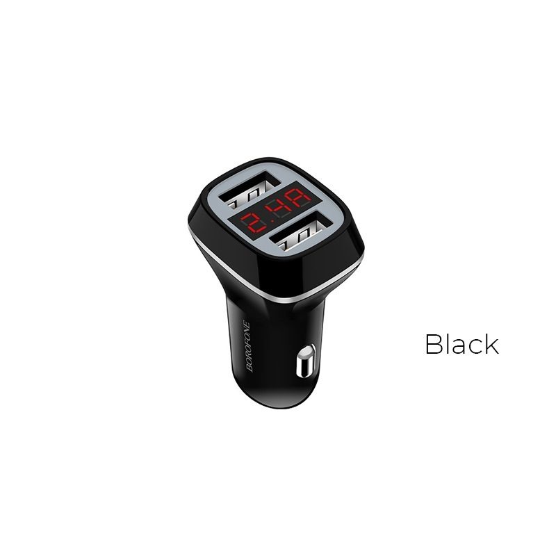 [6957531081975] Borofone BZ3 car charger (2xUSB port), LED status indicator,5V 2,4A, black