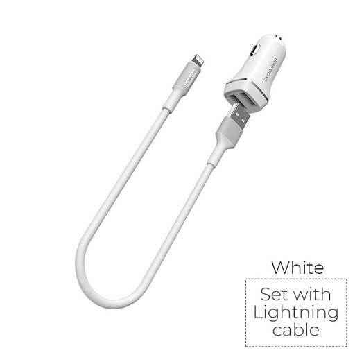 Borofone BZ2 do auta nabíjačka (2 USB port, lightning kábel), 5V 2,4A, biely