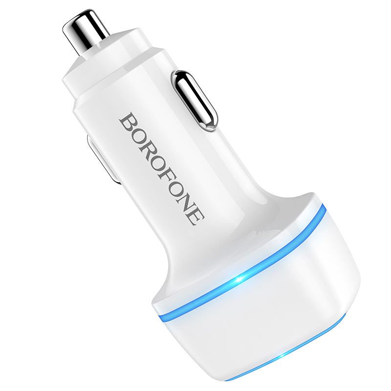 [6931474735911] Borofone BZ14 car charger (2xUSB port), 5V 2.4A, white