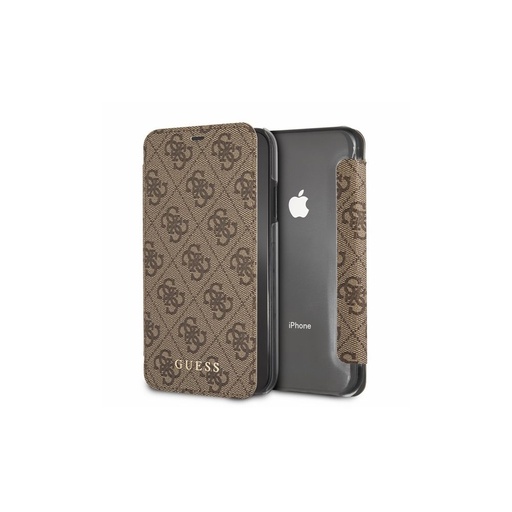 Apple iPhone X / iPhone XS GUESS Charms collection prémiový knižkové puzdro (Hnedý)