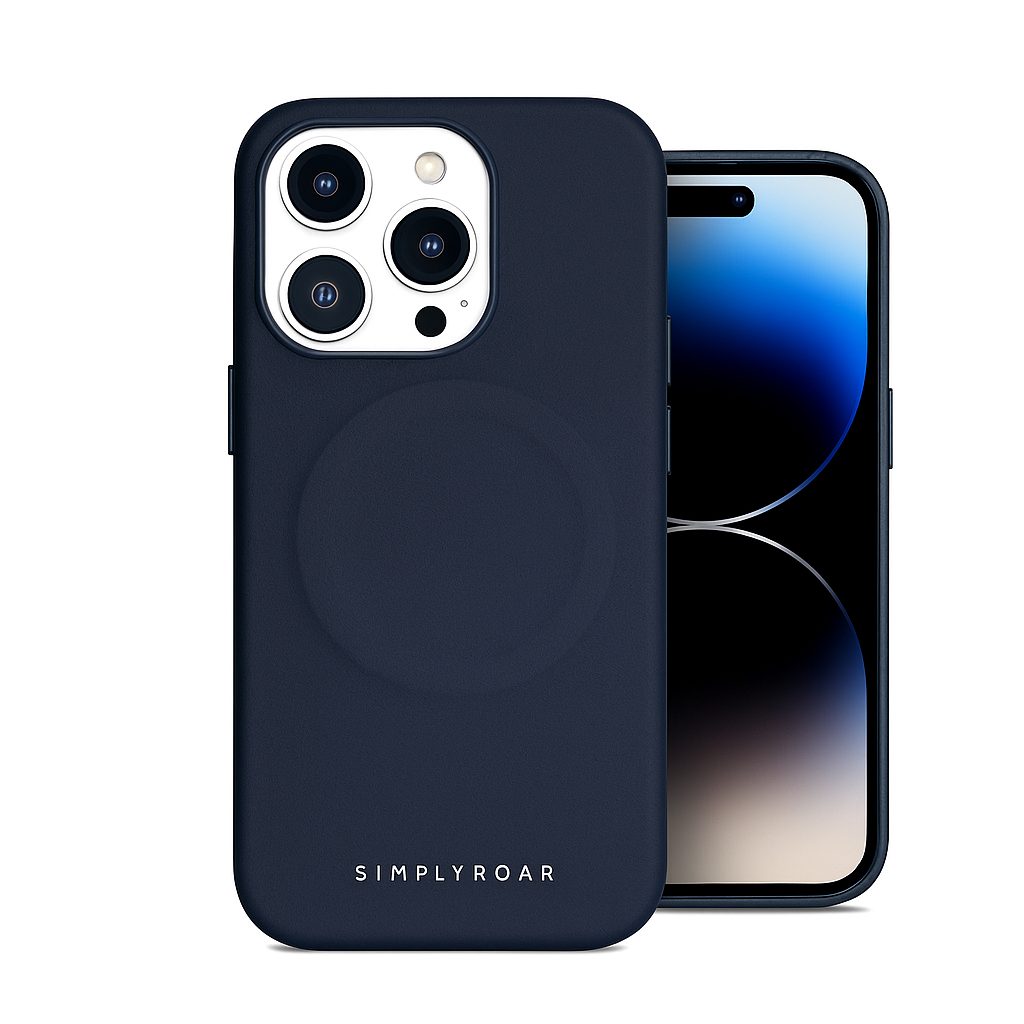 [8809954216770] Apple iPhone 15 Roar Leather MagSafe back cover case (Dark blue)