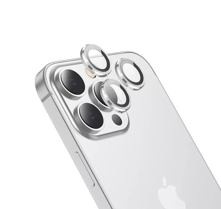 [6931474782021] Apple iPhone 14 (6, 1) / 14 Plus (6, 7) Hoco eagle eye metal kamera tempered glass, silver