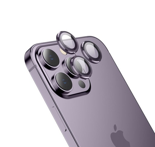 Apple iPhone 14 (6, 1) / 14 Plus (6, 7) Hoco eagle eye metal kamera ochranné sklo, fialový
