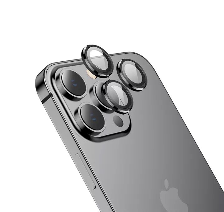 [6931474782014] Apple iPhone 14 (6, 1) / 14 Plus (6, 7) Hoco eagle eye metal kamera tempered glass, black