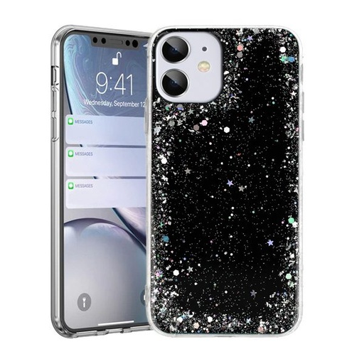 Apple iPhone 12/12 Pro brilliant priehľadný zadný kryt (Čierny)