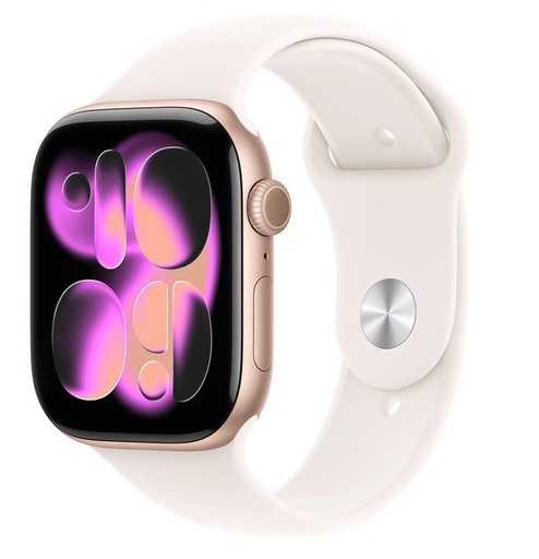 Apple Watch 11 42mm Aluminium Rose Zlatý with Light Blush Sport Band M/L MEU44