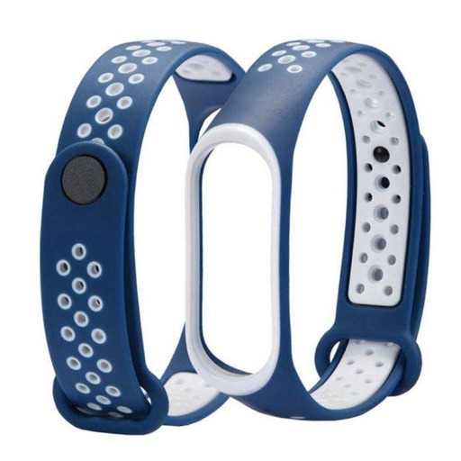 Xiaomi Mi Band 3/4/5/6 silikónový remienok, morská modrá/biely