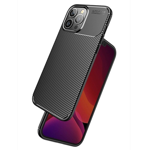 Apple iPhone 13 Pro Max carbon fiber silikónový zadný kryt (Čierny)