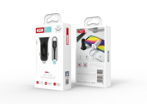 XO TZ10 do auta nabíjačka (Biely) – 2×USB, Type-C kábel, dual port, 12W