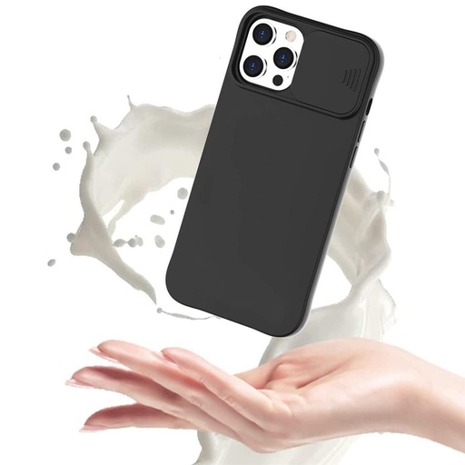 Apple iPhone 12/12 Pro kamera s ochranou silikónový zadný kryt (Čierny)