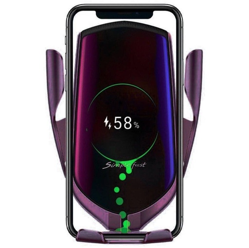 R1 držiak do auta (na ventilačnú mriežku), bezdrôtový držiak do auta/nabíjačka automatický svorka inteligentný so senzorom (10W), fialový