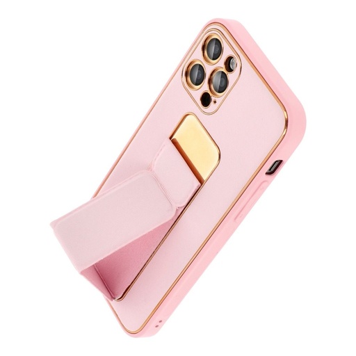 Apple iPhone 13 Pro koža ochranné puzdro vysúvací so stojanom, magnetický držiak do auta kompatibilný (Ružový)