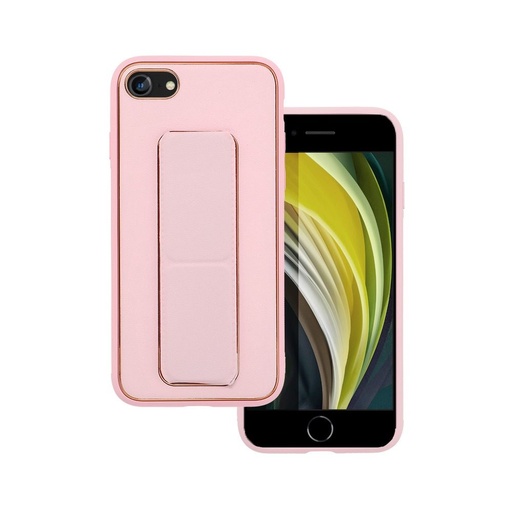 Apple iPhone 7/8/SE 2020/ SE 2022 koža ochranné puzdro vysúvací so stojanom, magnetický držiak do auta kompatibilný (Ružový)