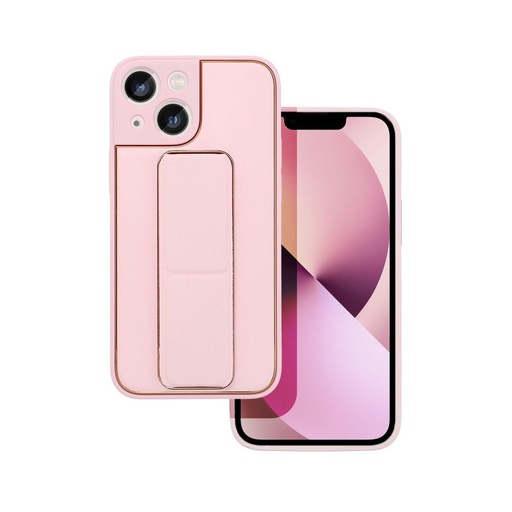 Apple iPhone 13 Mini koža ochranné puzdro vysúvací so stojanom, magnetický držiak do auta kompatibilný (Ružový)
